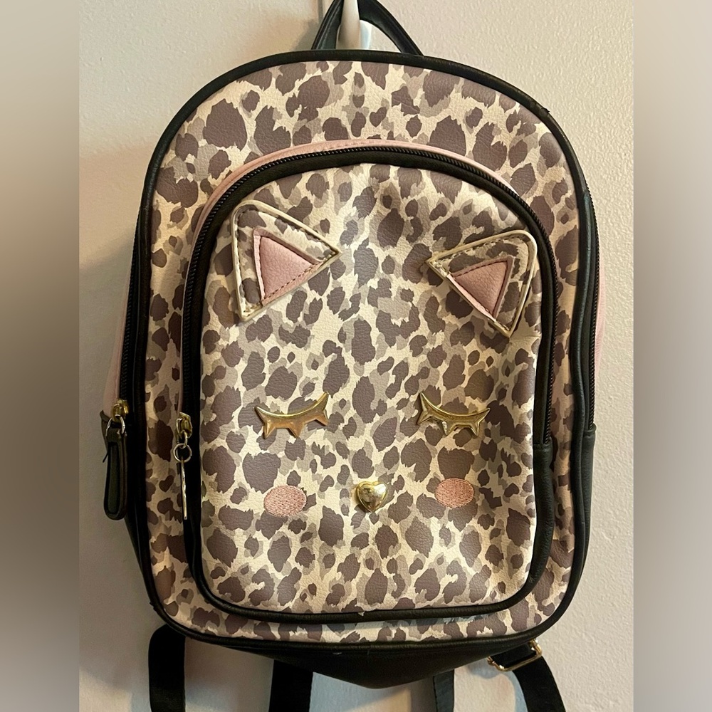 Betsey Johnson Pink and Brown Backpack Leopard Print